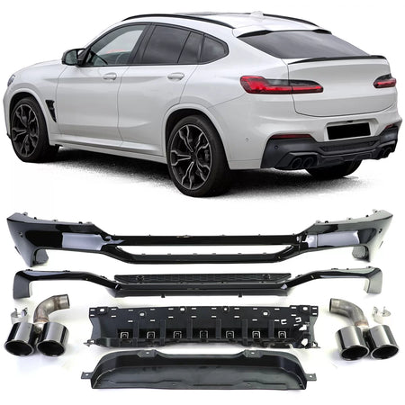 Diffusore Posteriore con Terminali Neri per BMW X4 G02 18-21