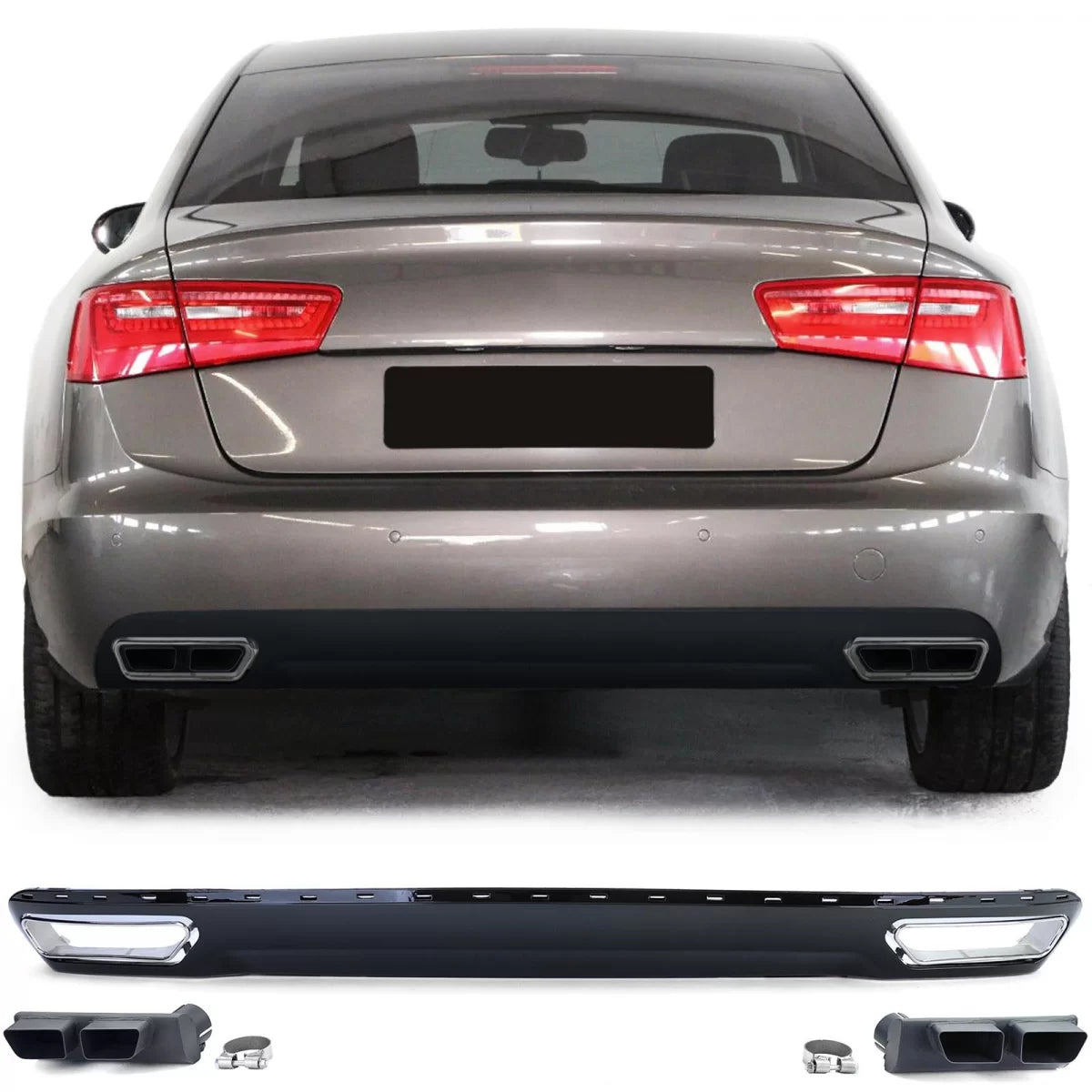 Diffusore Posteriore con Terminali W12 Look per Audi A6 C7 4G 10-14 2.8 3.0