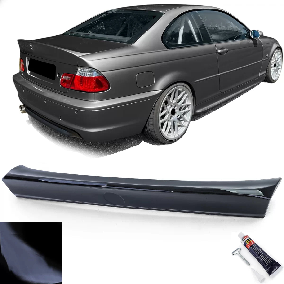 Spoiler Posteriore Ducktail Nero Lucido per BMW Serie 3 Coupe E46 1999-2006