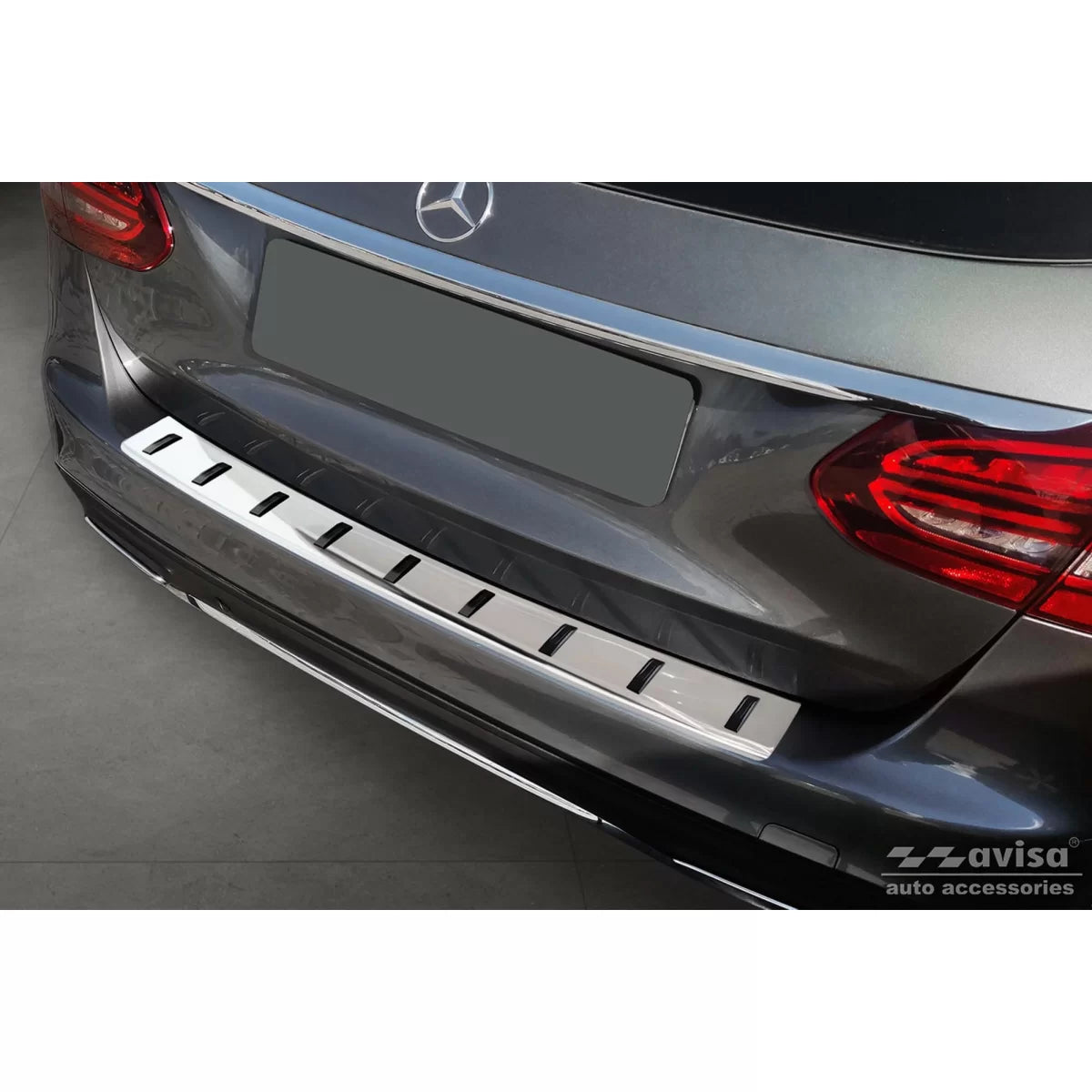 Protezione Paraurti Posteriore Rinforzata Cromata per Mercedes Classe C W205 Sw