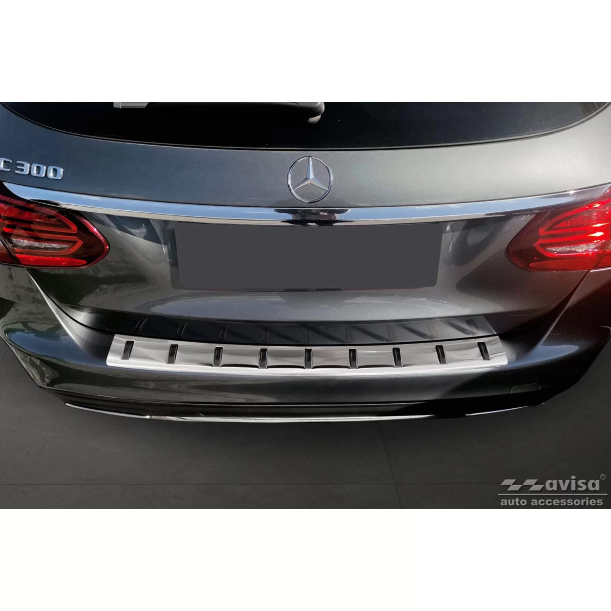 Protezione Paraurti Posteriore Rinforzata Cromata per Mercedes Classe C W205 Sw