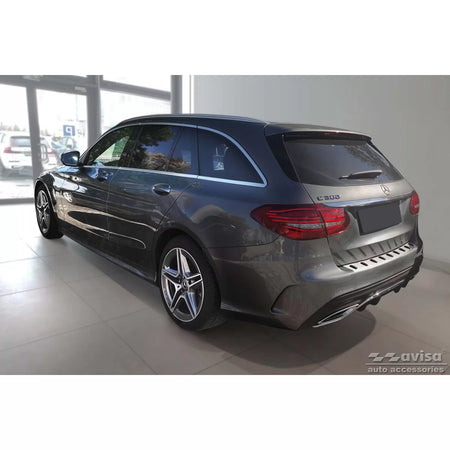 Protezione Paraurti Posteriore Rinforzata Cromata per Mercedes Classe C W205 Sw