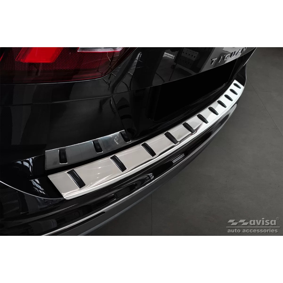 Protezione Rinforzata Paraurti Posteriore Cromata per Volkswagen Tiguan R-line
