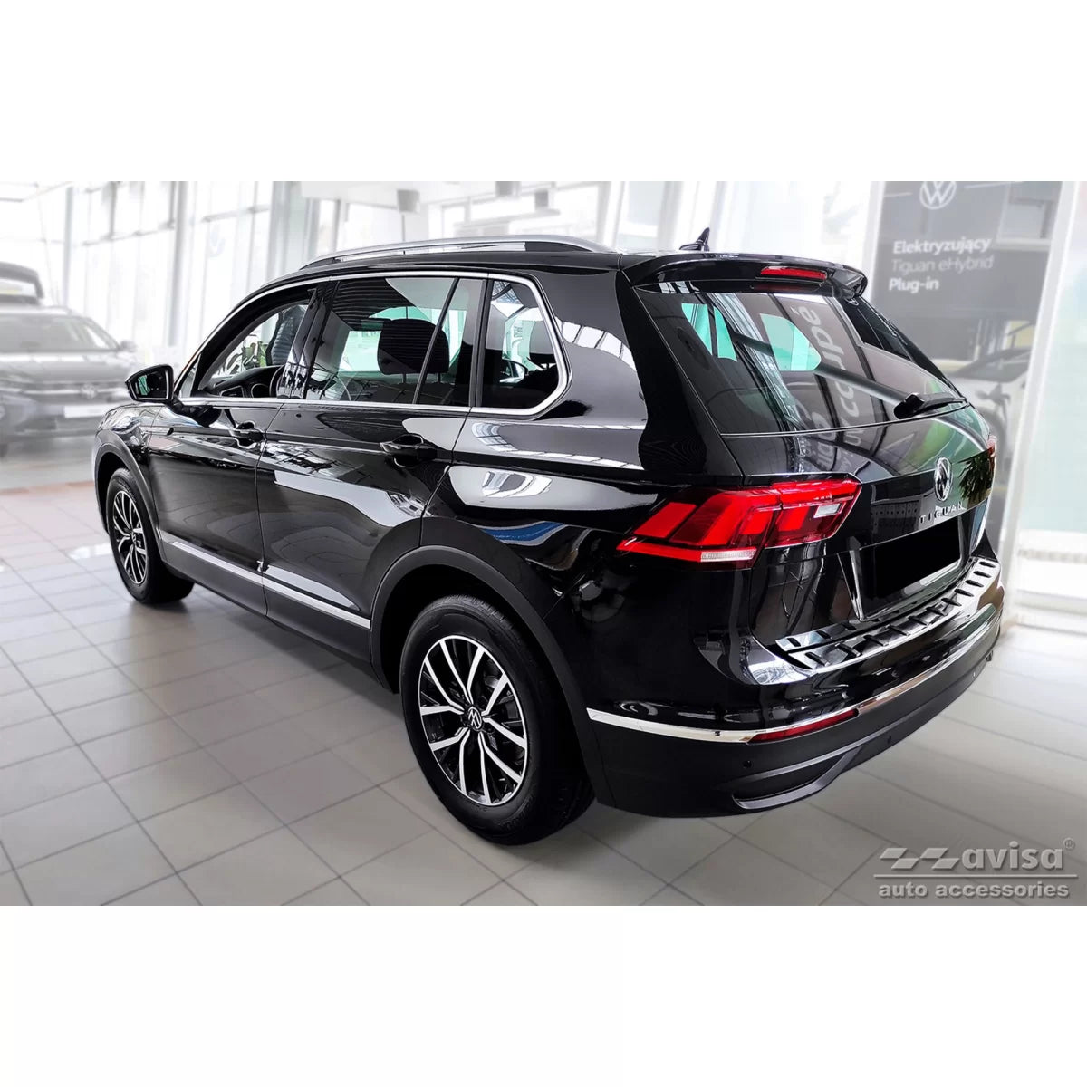 Protezione Rinforzata Paraurti Posteriore Cromata per Volkswagen Tiguan R-line