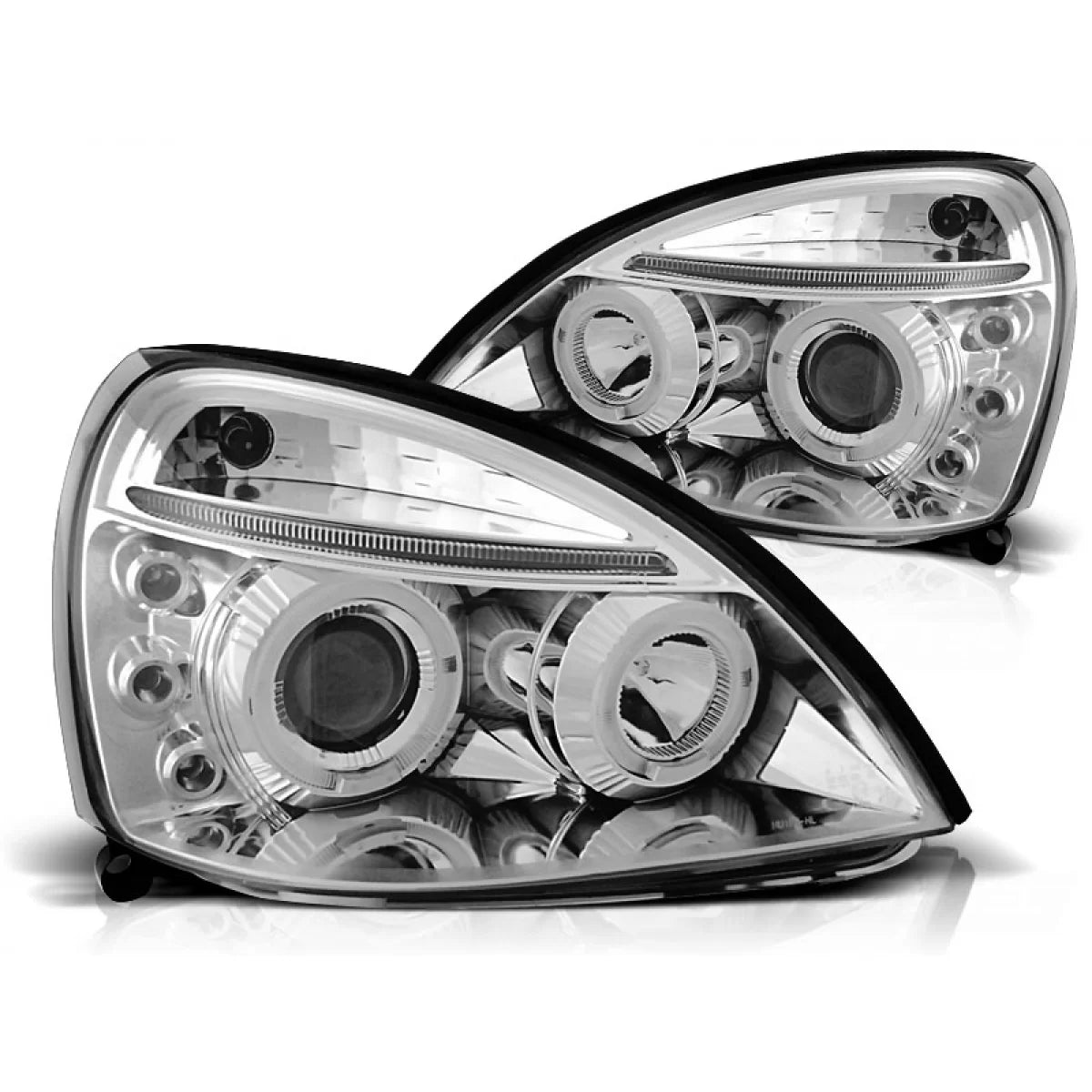 Fanali Angel Eyes Cromati Anteriori per Renault Clio Ii 06.01-09.05