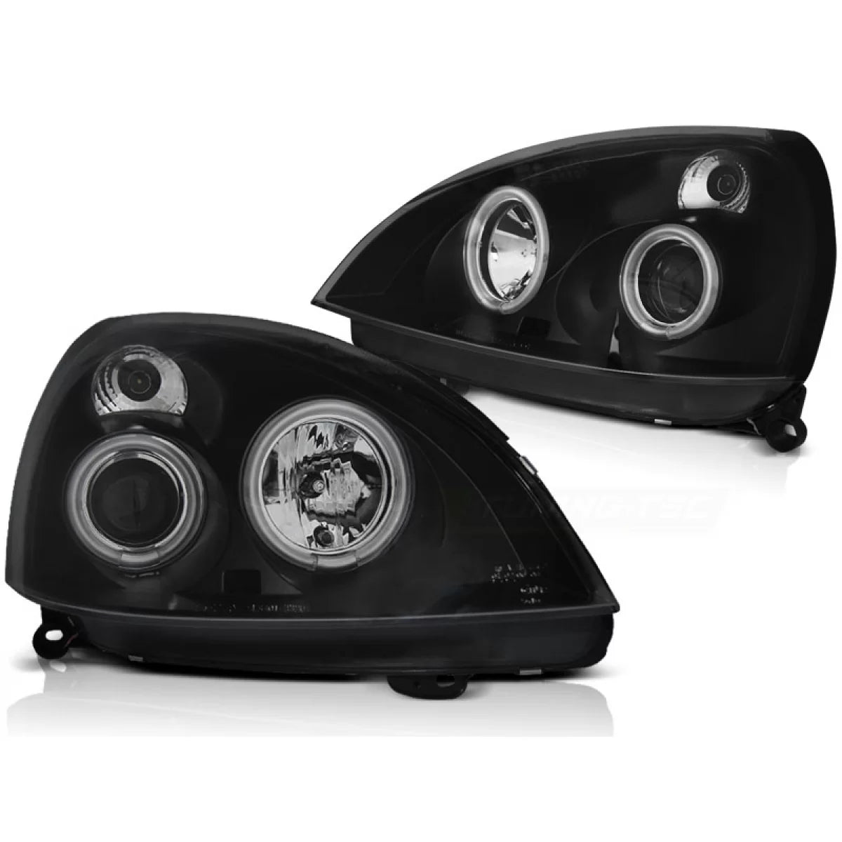 Fanali Angel Eyes CCFL Neri Anteriori per Renault Clio Ii 06.01-09.05