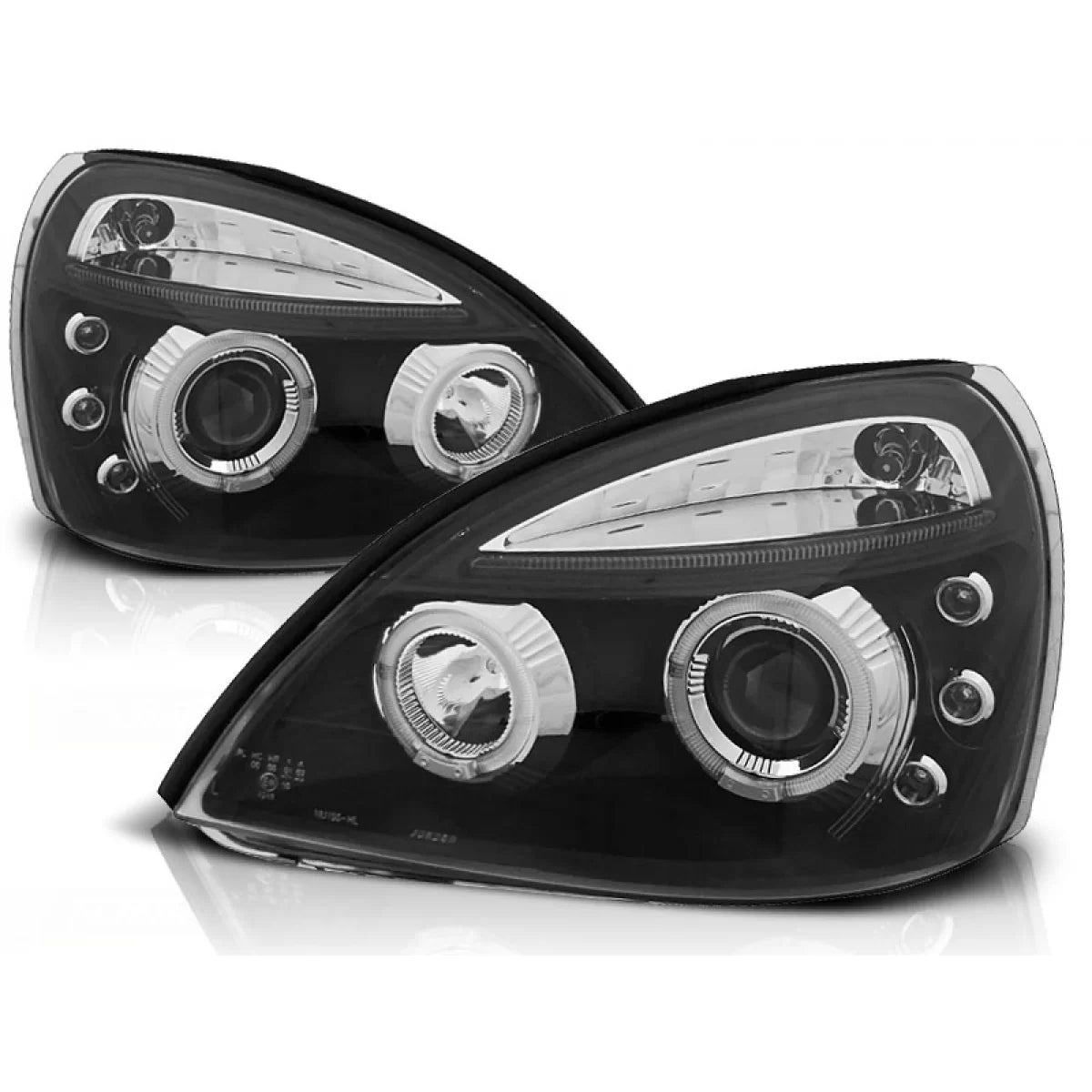 Fanali Angel Eyes Neri Anteriori per Renault Clio Ii 06.01-09.05