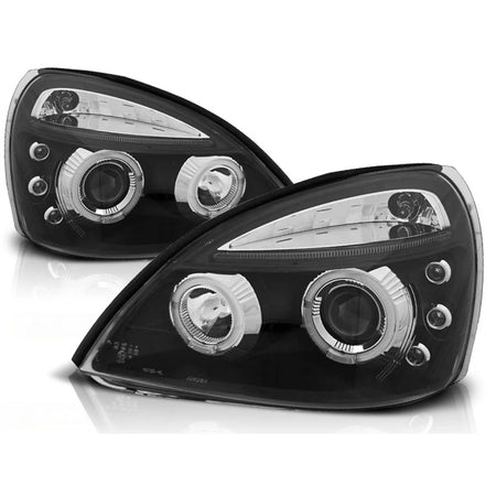 Fanali Angel Eyes Neri Anteriori per Renault Clio Ii 06.01-09.05