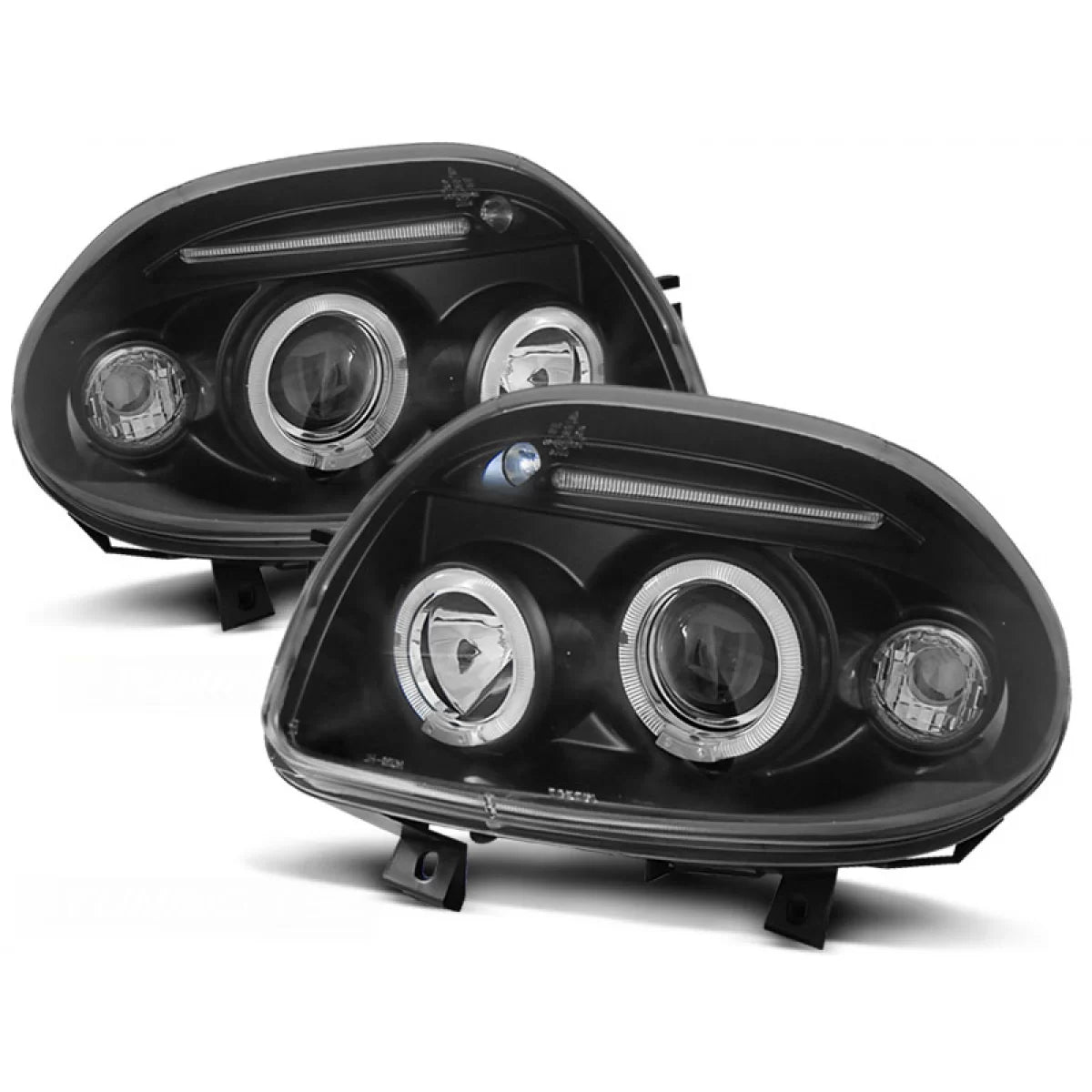 Fanale Anteriore Angel Eyes Nero per Renault Clio Ii 09.98-05.01
