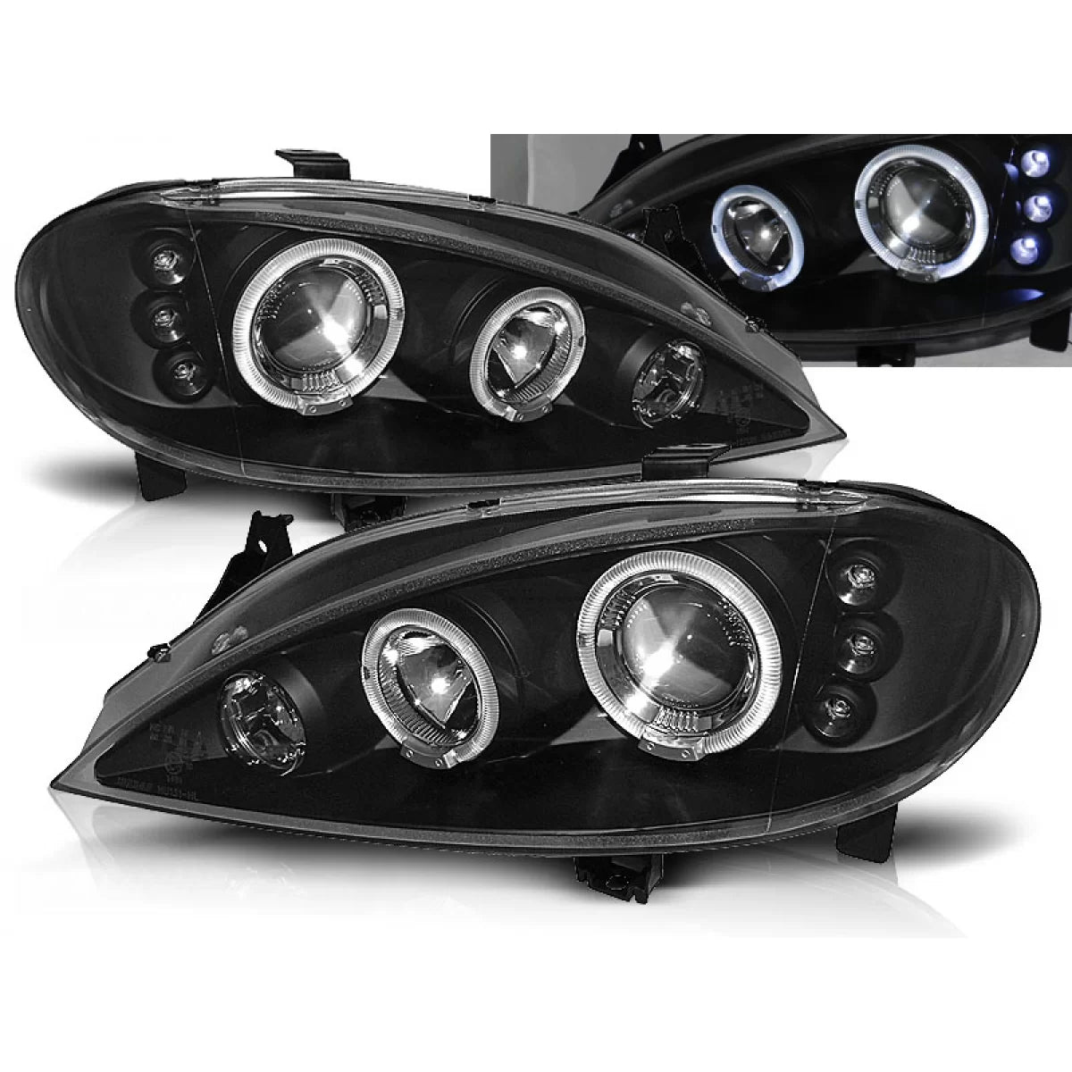 Fanali Angel Eyes Neri per Renault Megane 03.99-10.02