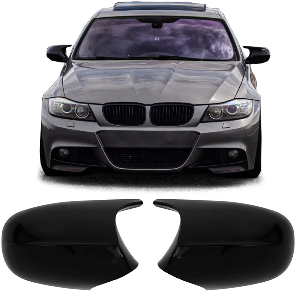 Calotte Specchietti Nero Lucido Anteriori per BMW Serie 3 E90 E91 E92 E93 LCI