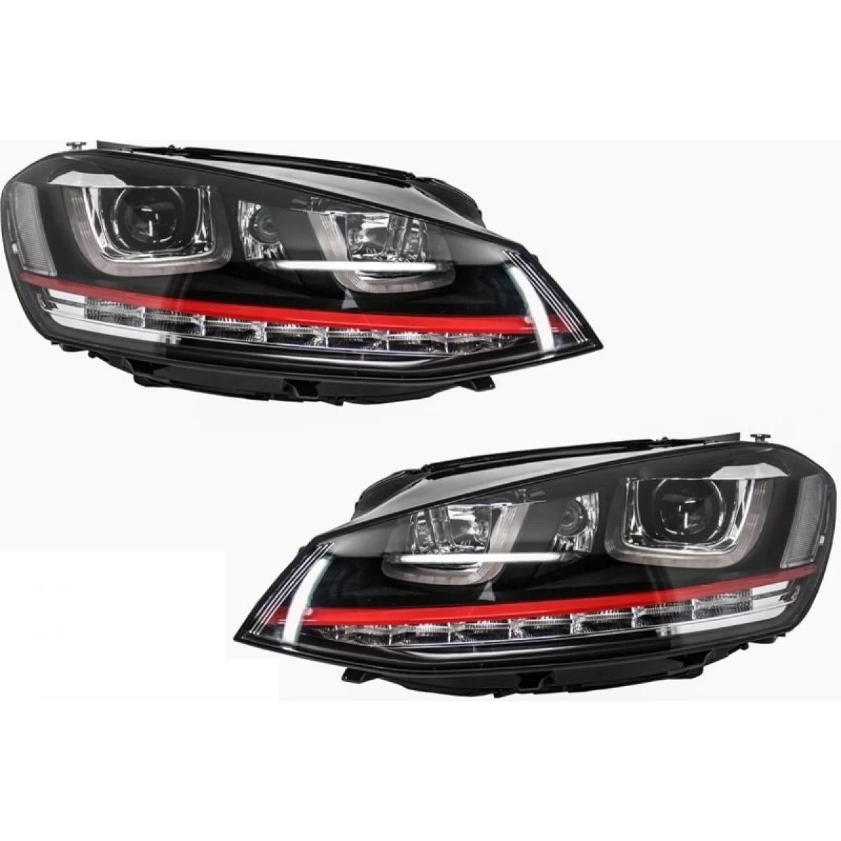 Fari Anteriori LED DRL Dinamici Rossi per Volkswagen Golf 7 Vii 2012-2017