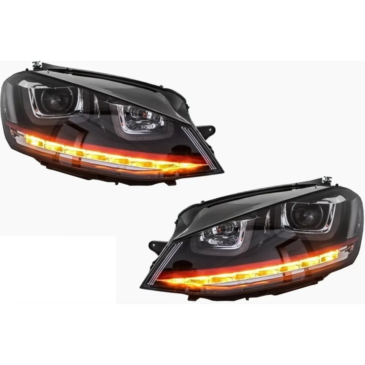 Fari Anteriori LED DRL Dinamici Rossi per Volkswagen Golf 7 Vii 2012-2017