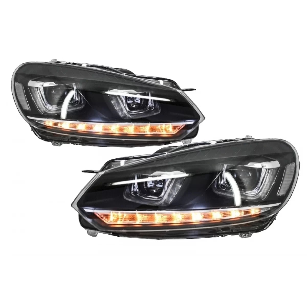 Fari Anteriori Cromati LED con Fanali Posteriori Full LED per VW Golf 6