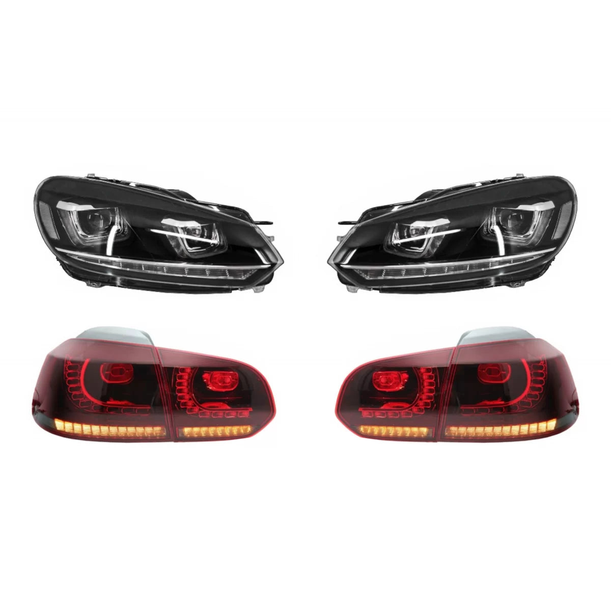 Fari Anteriori Cromati LED con Fanali Posteriori Full LED per VW Golf 6