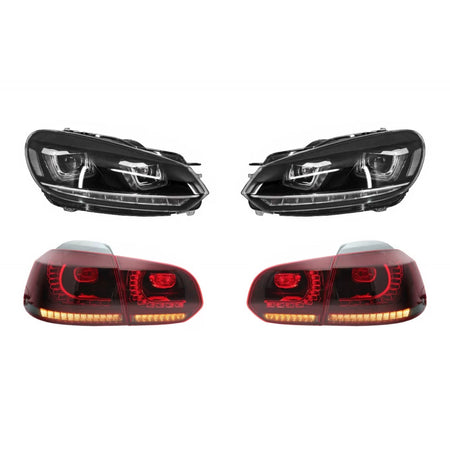 Fari Anteriori Cromati LED con Fanali Posteriori Full LED per VW Golf 6