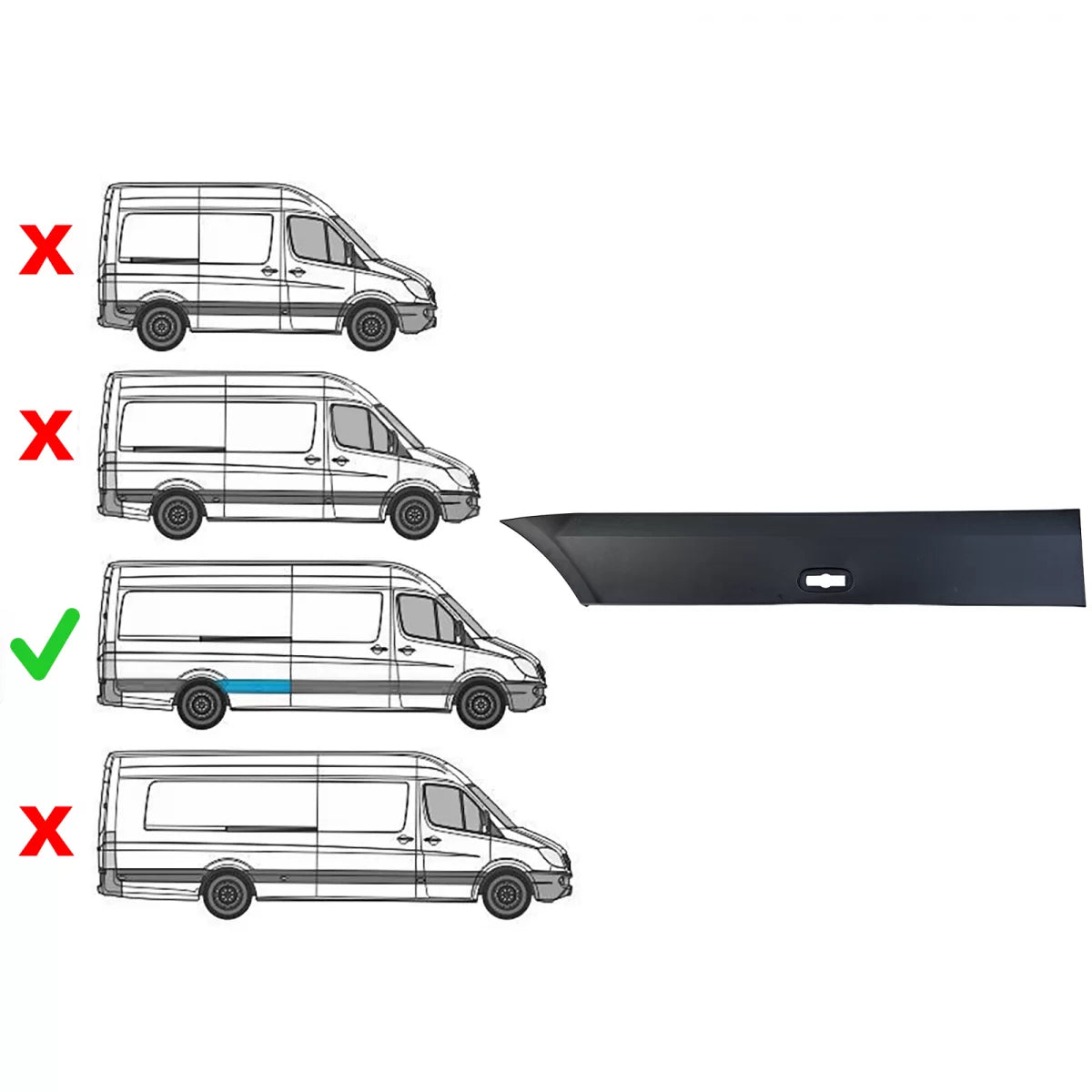 Modanatura Pannello Laterale Destro per Mercedes Sprinter W906 2006-2018 L3