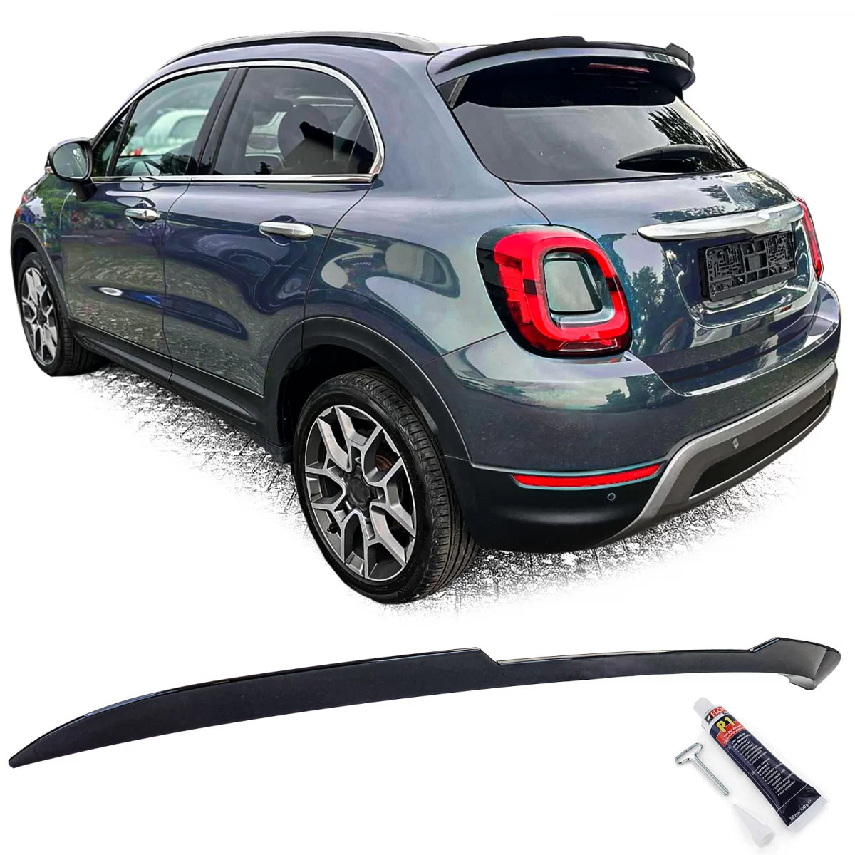 Spoiler Anteriore Posteriore Lucido Nero per Fiat 500x dal 2014