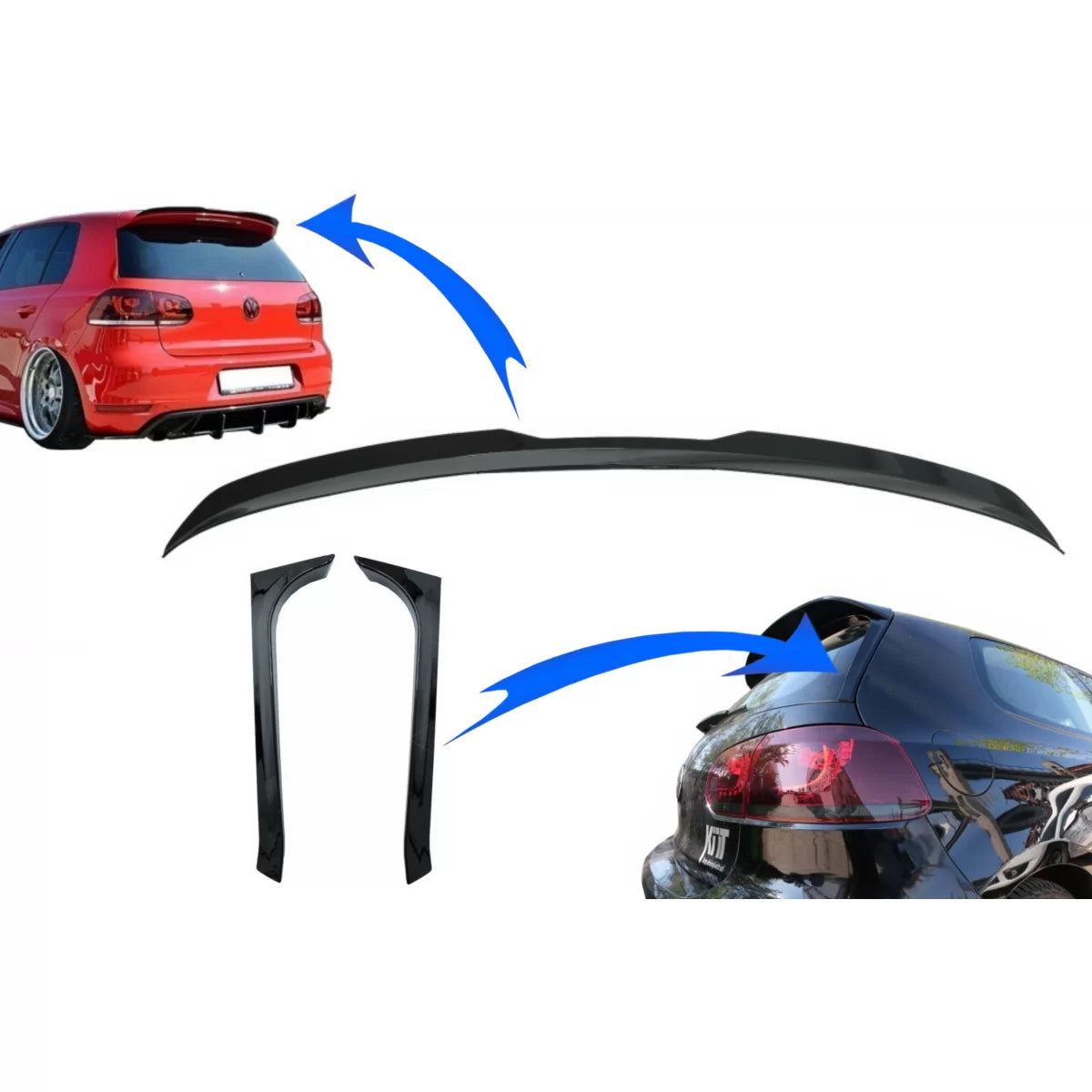 Spoiler Tetto Posteriore Piano Nero per VW Golf 6 GTI R MK6 2008-2012