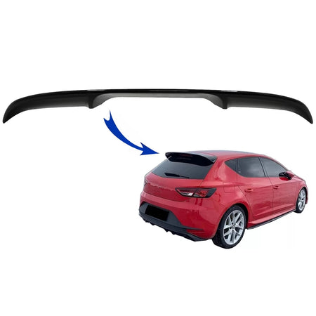 Spoiler Tetto Posteriore Piano Nero per Seat Leon 5F MK3 5 Porte 2012-2019