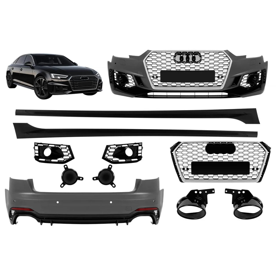 Body Kit RS Stile Paraurti Anteriore e Posteriore Audi A4 B9 2016-2020