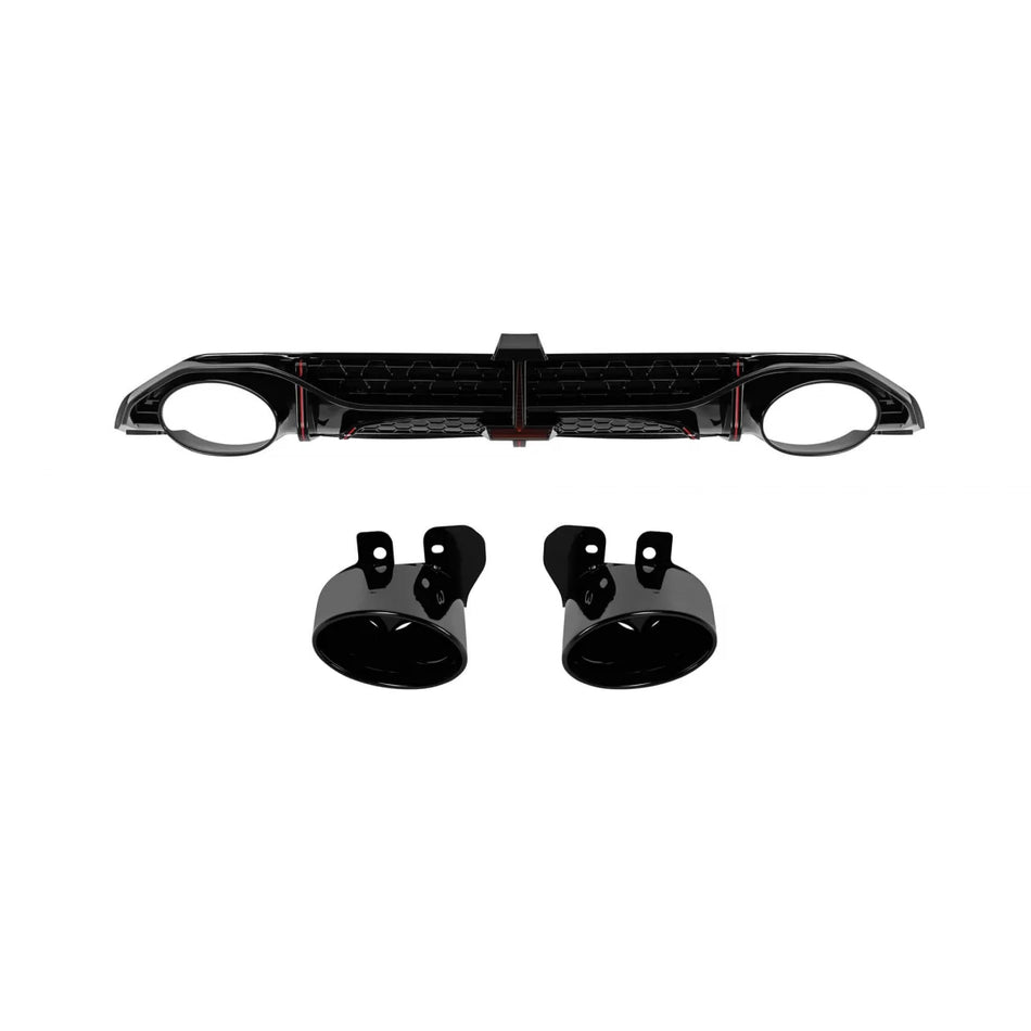 Diffusore Posteriore RS3 con Punte Nere per Audi A3 S-line 2020-2024