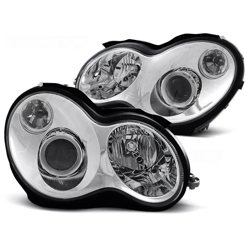 fari vetro cromato per Mercedes Benz C W203 da 00-04
