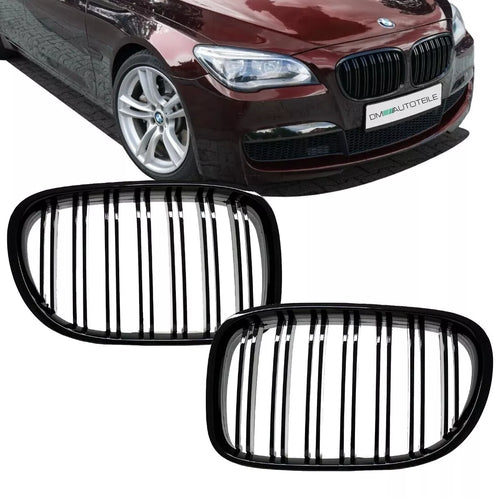 Griglia doppia barra nera BRILLANTE per BMW Serie 7 F01 F02 08-15