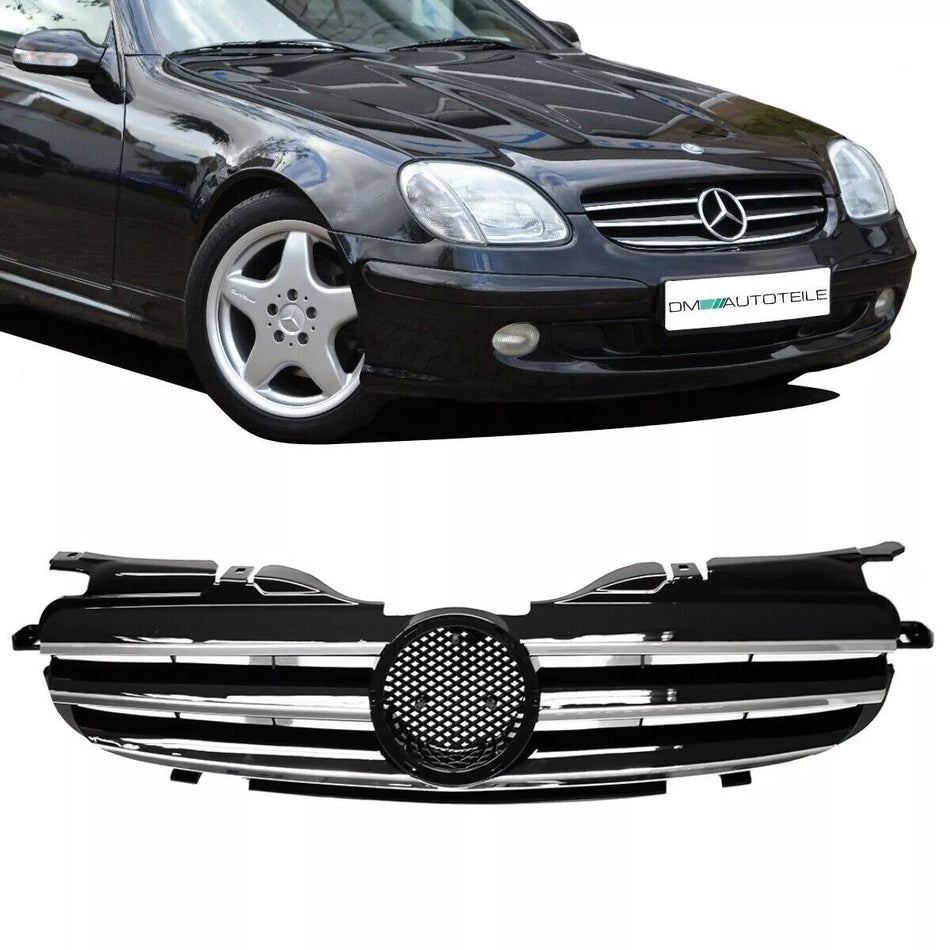 Griglia lucida nera + barra cromata per Mercedes SLK R170 96-04