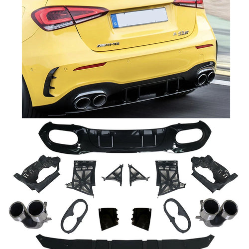 Diffusore + Terminali di Scarico 2X2 OTTICA per MERCEDES W177 Berlina Compatta