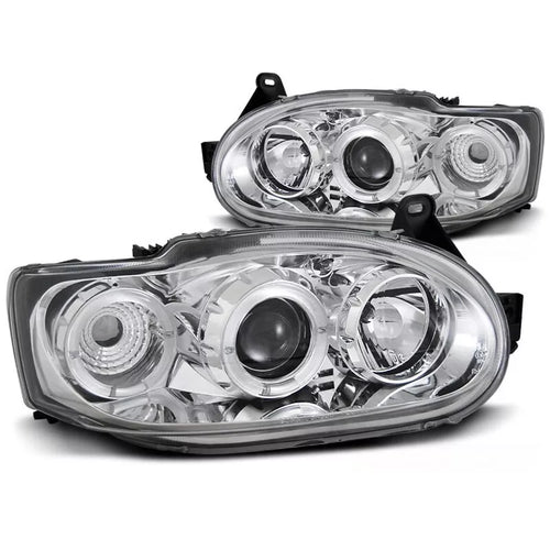 Fari Angel Eyes LED cromati per Ford Escort MK7 1995 al 2000