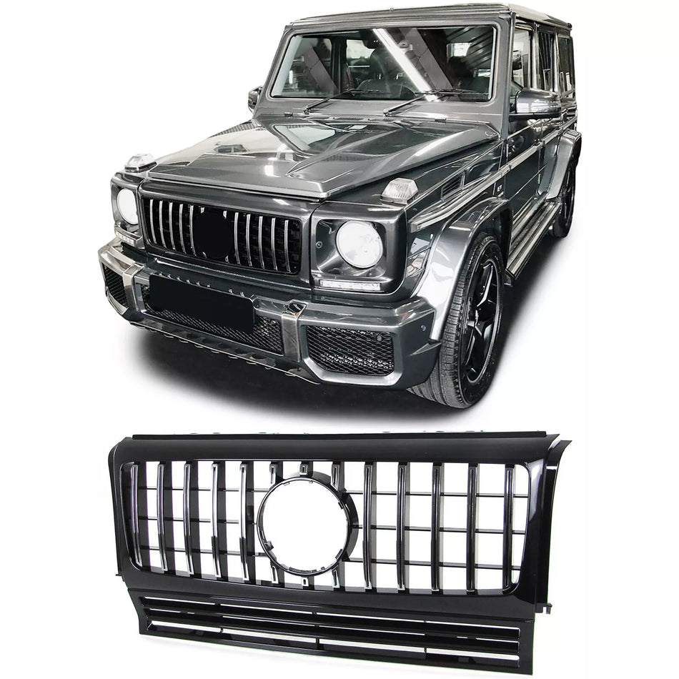 Griglia radiatore sportiva nera lucida cromata, per Mercedes Classe G W463 90-18