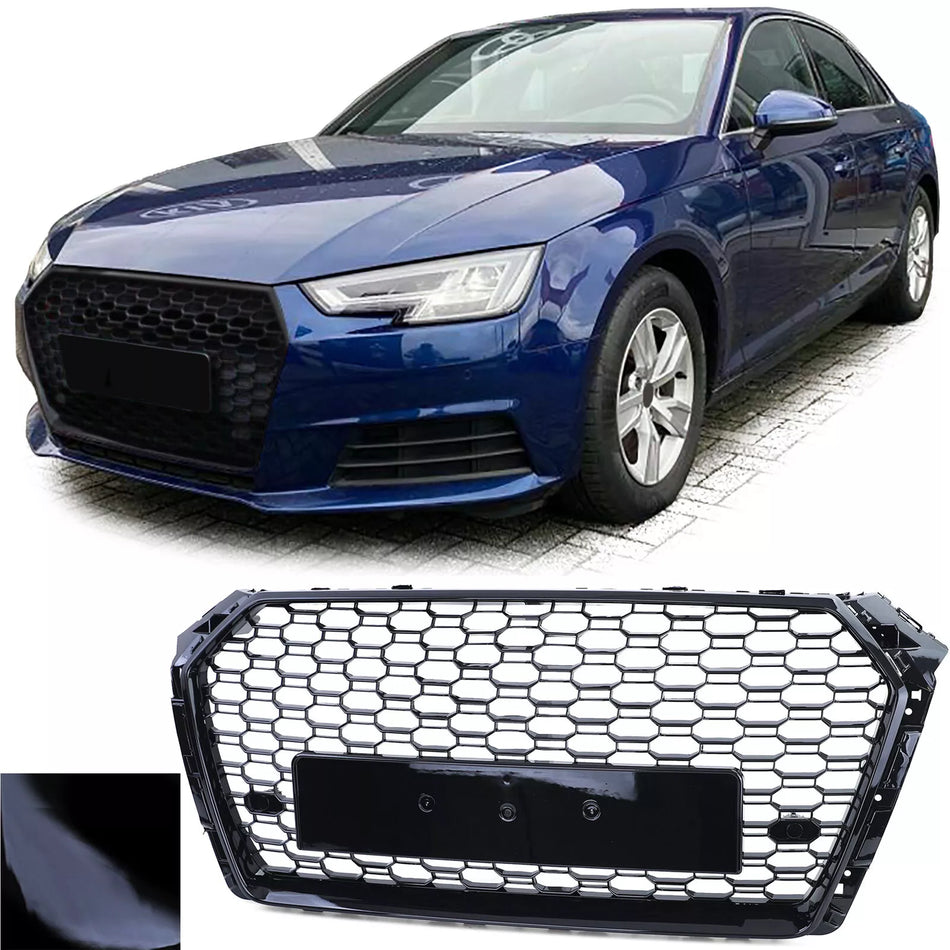 Griglia radiatore favi sport senza emblema nero lucido per Audi A4 B9 8W 15-19