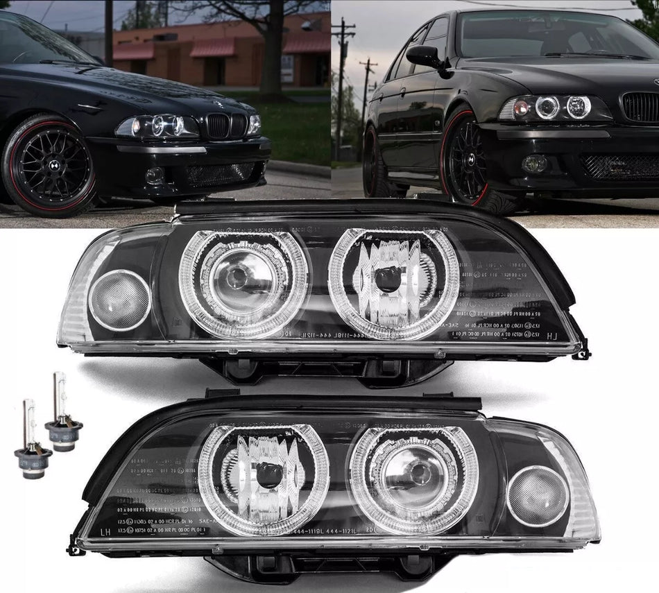 Set fari allo xeno Facelift Angel Eyes + Osram D2S per BMW E39 anno 00-03
