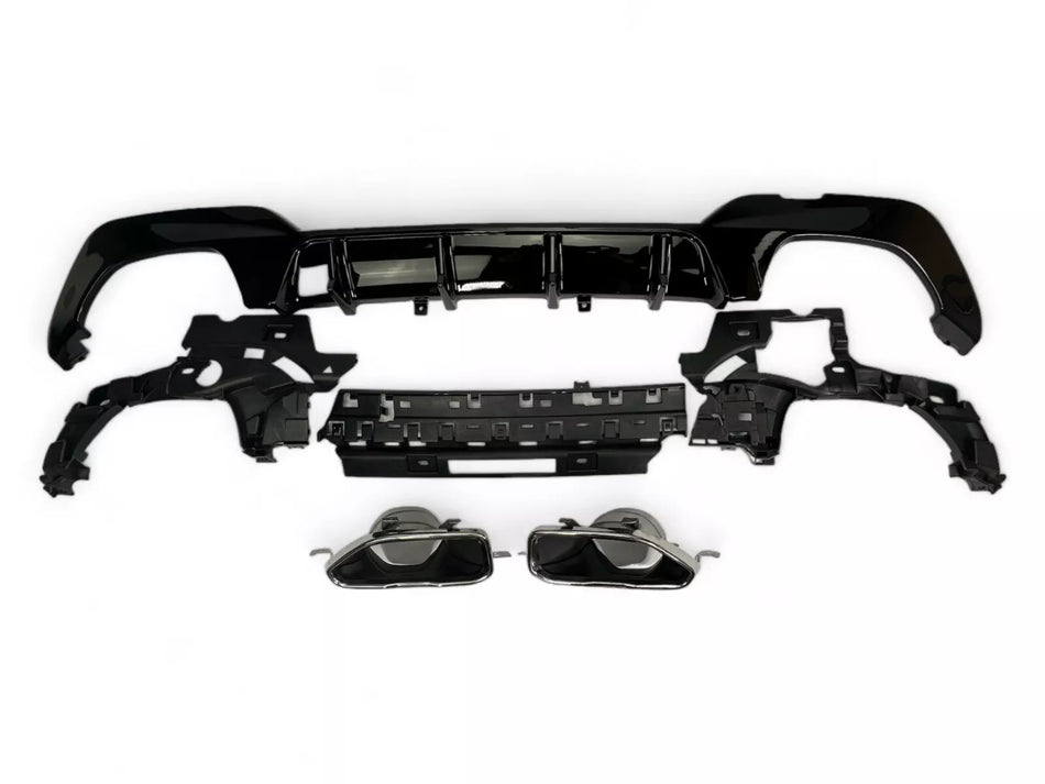 DIFFUSORE + MASCHERINE SCARICO (CROMATE) per BMW SERIE 3 G20/G20 2019-2022 con M
