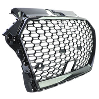 Griglia radiatore sportiva a nido d'ape nera lucida per Audi A3 8V 16-20 + ACC
