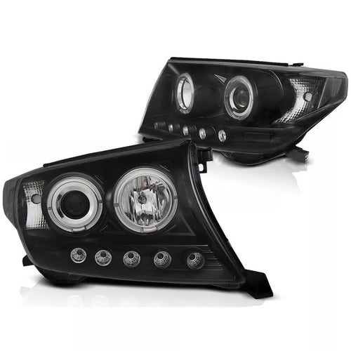 Fari LED Angel Eyes per Toyota Land Cruiser FJ200 2007-12 Nero