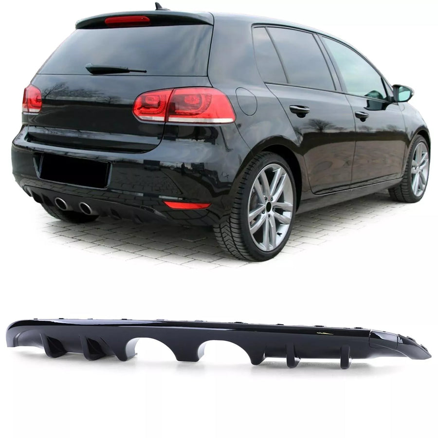 Diffusore posteriore doppio tubo centrale Nero per VW Golf 6 1K 08-13