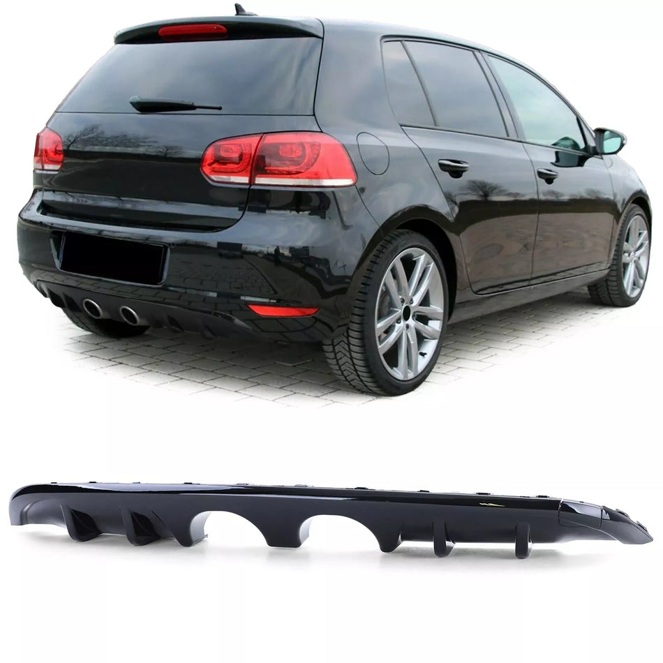 Diffusore posteriore doppio tubo centrale Nero per VW Golf 6 1K 08-13