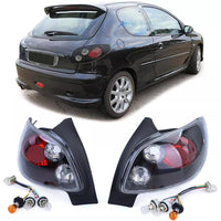 Fanali posteriori trasparenti nero per Peugeot 206  98-09