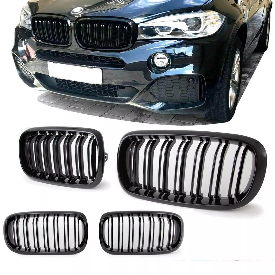 per BMW X5 F15/X6 F16 anno 13-17 doppia barra griglia Nero Lucido