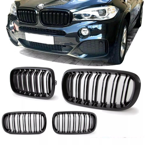 per BMW X5 F15/X6 F16 anno 13-17 doppia barra griglia Nero Lucido
