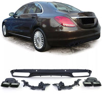 Diffusore Posteriore Sport + Terminali Nero per Mercedes W205 Berlina 14-18