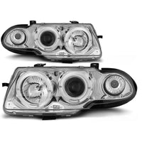 Fari Angel Eyes LED cromati per Opel Astra F 1994 al 1997