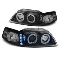 Fari Angel Eyes LED Nero per Ford Mustang III 1998 al 2004