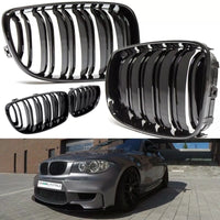 Set Griglia Nero Lucido doppia barra per BMW Serie 1 E81 E82 E87 E88