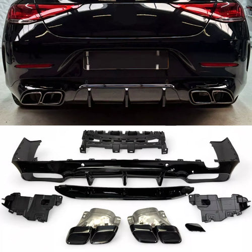 Diffusore + Terminali di Scarico 2X2 (NERO) per MERCEDES C257 CLS