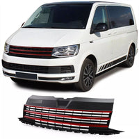 Griglia radiatore senza emblema + listelli rossi per VW T6 Bus Transporter 15-19