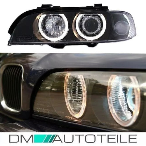Set fari Angel Eyes Facelift Nero per BMW Serie 5 E39 H7/H7