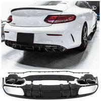 DIFFUSORE + MASCHERINE DI SCARICO 2x2 (NERO) PER MERCEDES CLASSE C A205 C205